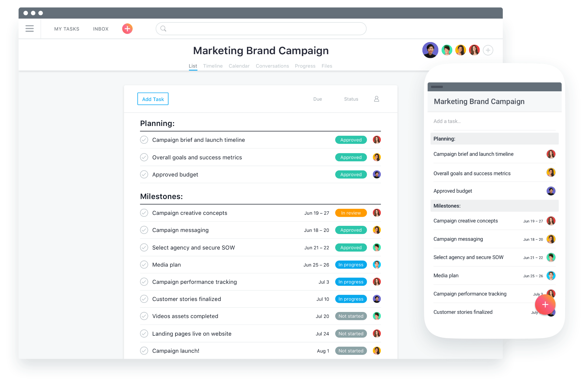 Gestor de proyectos de Asana