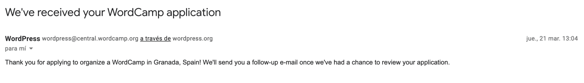 correo wordcamp central application