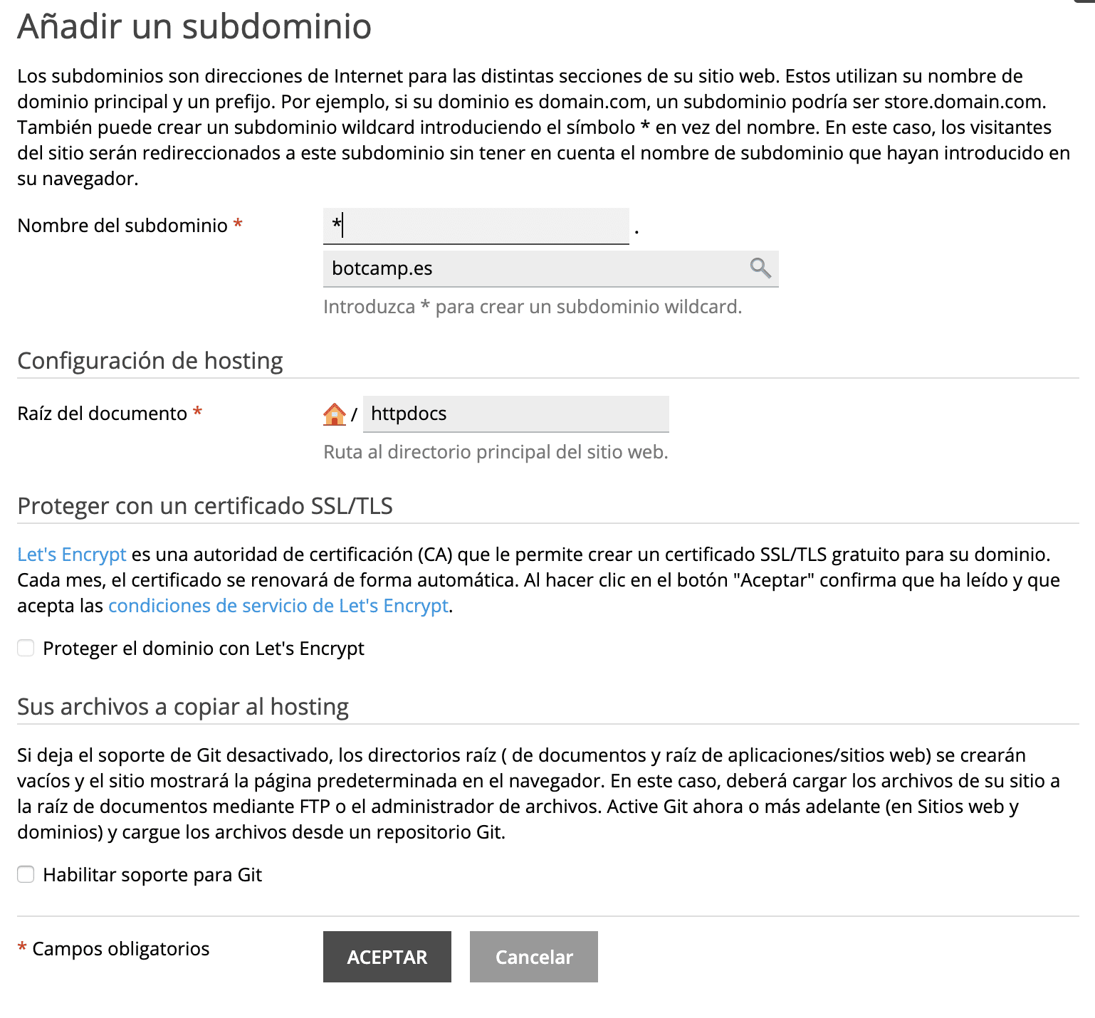 crear subdominio multisite