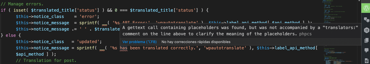 underline phpcs explanation